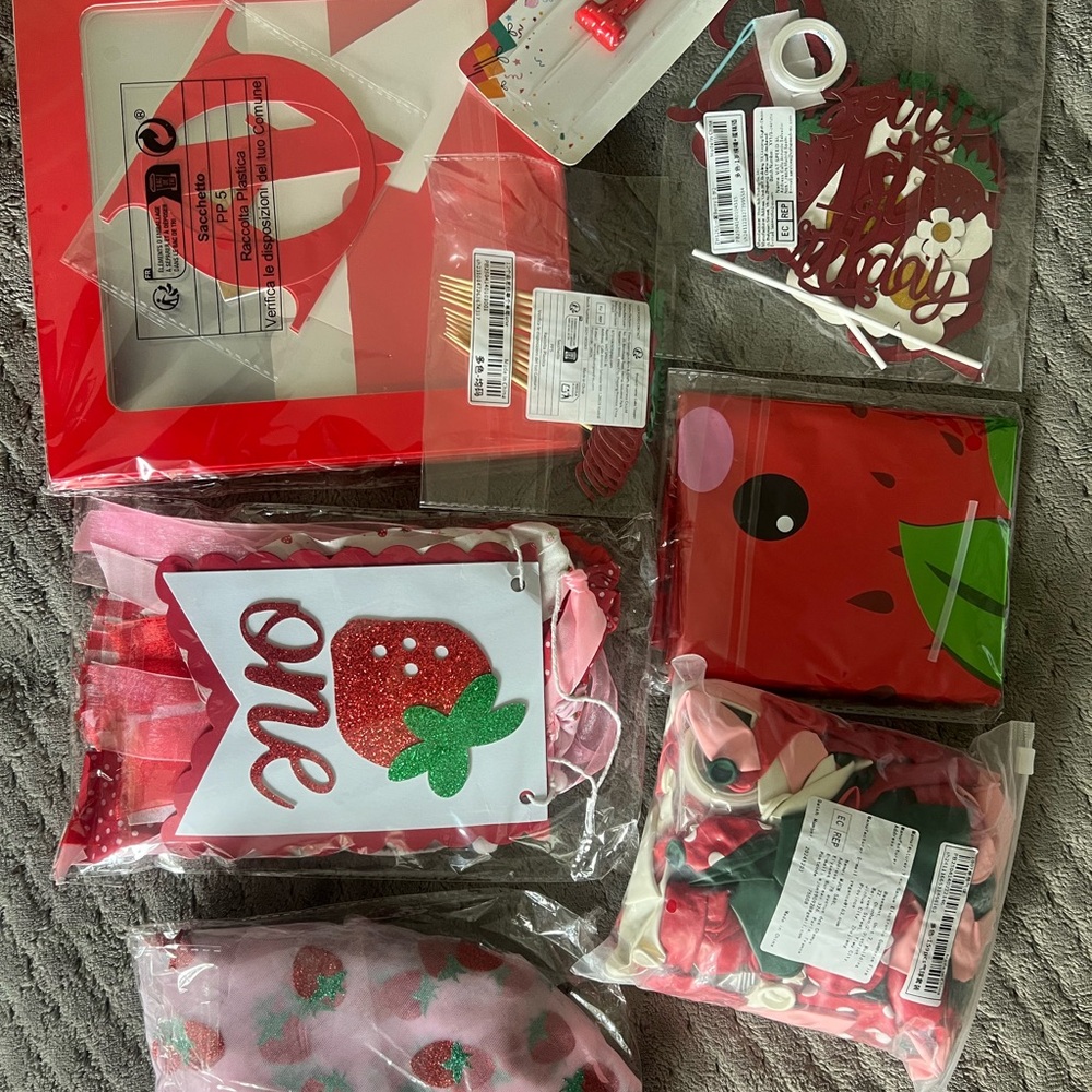 Strawberry Themed Party Supplies Set